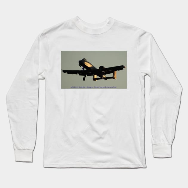 A-10 Landing Silhouette Long Sleeve T-Shirt by acefox1